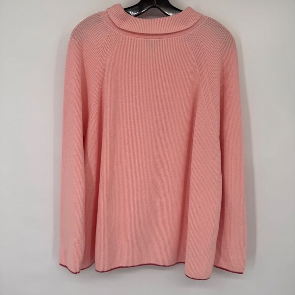 Talbots Womens Pink Ribbed Knit Sweater size XL Cotton Long Sleeve Crew Neck - Picture 7 of 12